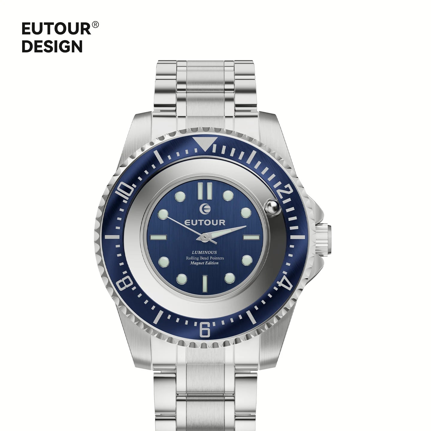 EUTOUR Unisex Magnetic Bead Analog Watch with Stainless Steel Strap And Unique Pointer Design Men's Magnetic Watch