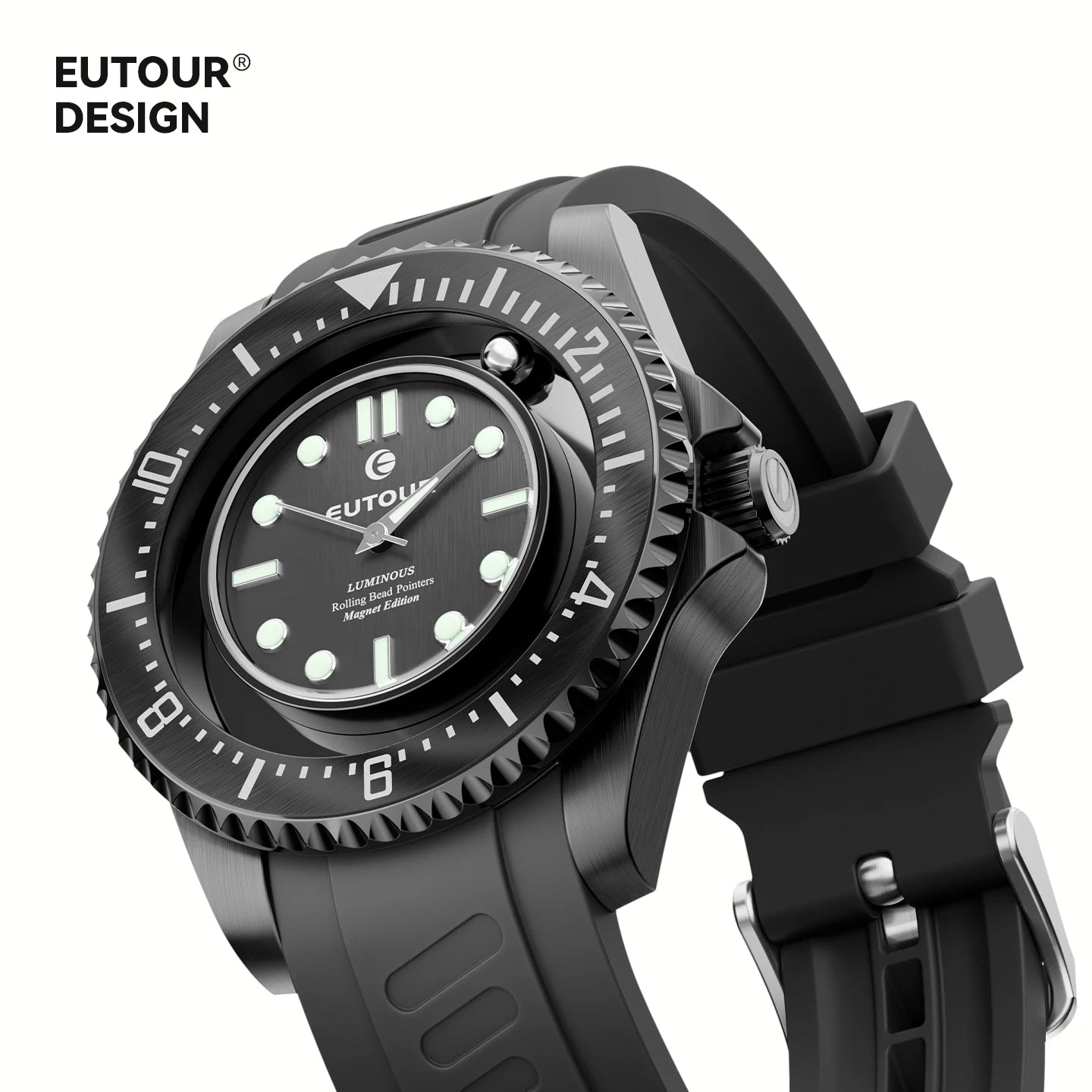 EUTOUR Unisex Magnetic Bead Analog Watch with Stainless Steel Strap And Unique Pointer Design Men's Magnetic Watch