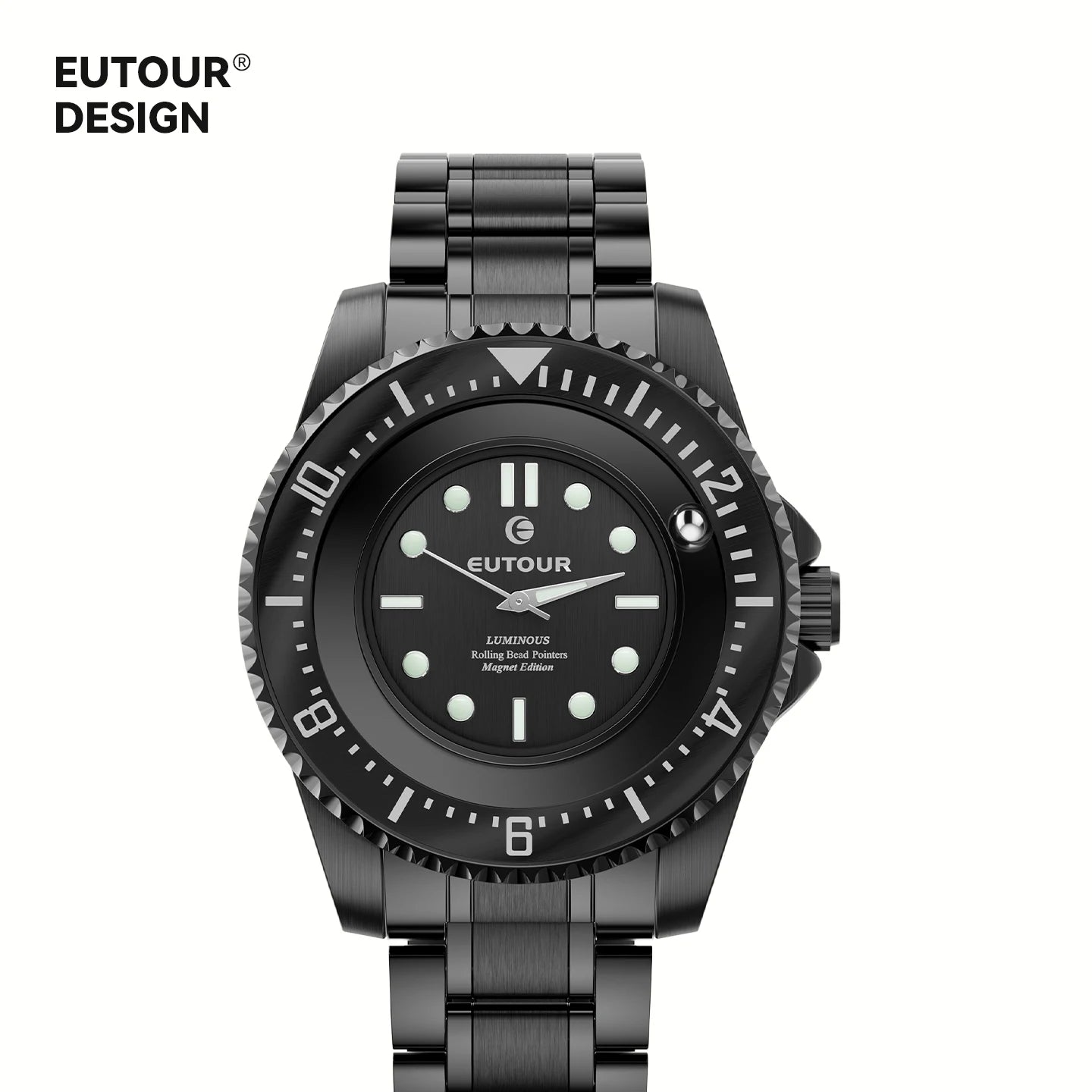 EUTOUR Unisex Magnetic Bead Analog Watch with Stainless Steel Strap And Unique Pointer Design Men's Magnetic Watch