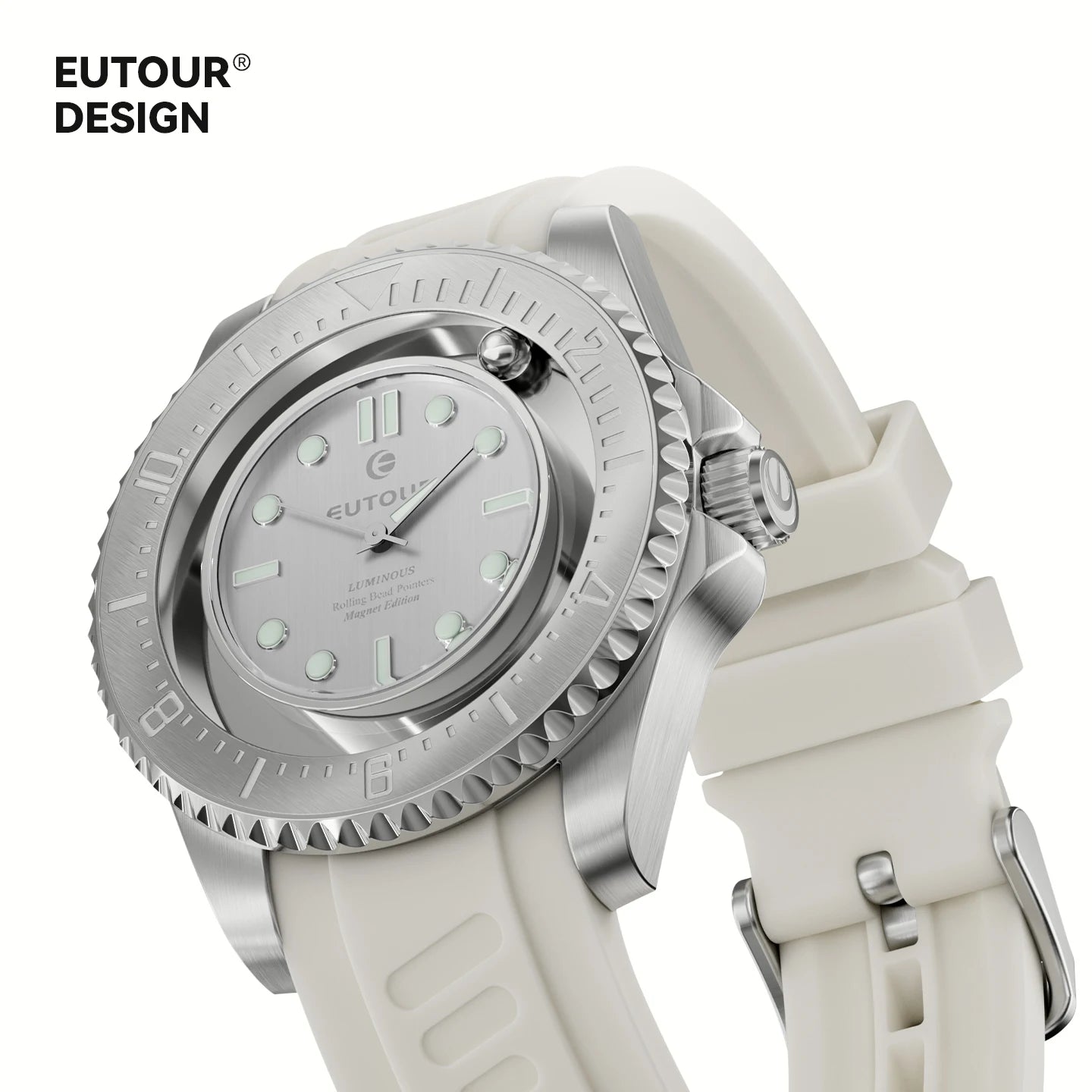 EUTOUR Unisex Magnetic Bead Analog Watch with Stainless Steel Strap And Unique Pointer Design Men's Magnetic Watch