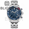BLIGER 41mm Custom Logo VK63 Chronograph Quartz Watch For Men Blakc Blue Green Dial With C3Luminous Sapphire Glass Ceramic Bezel