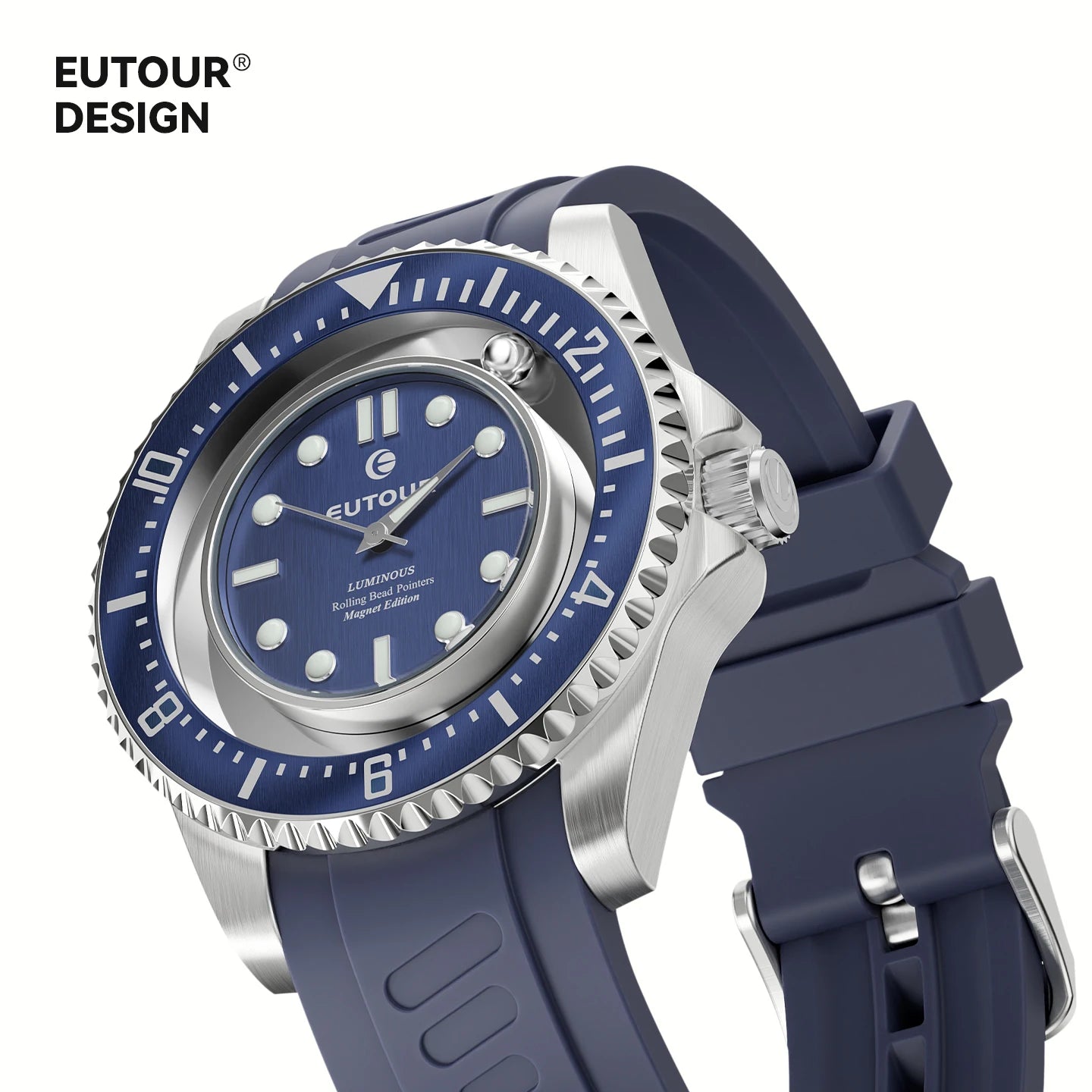 EUTOUR Unisex Magnetic Bead Analog Watch with Stainless Steel Strap And Unique Pointer Design Men's Magnetic Watch