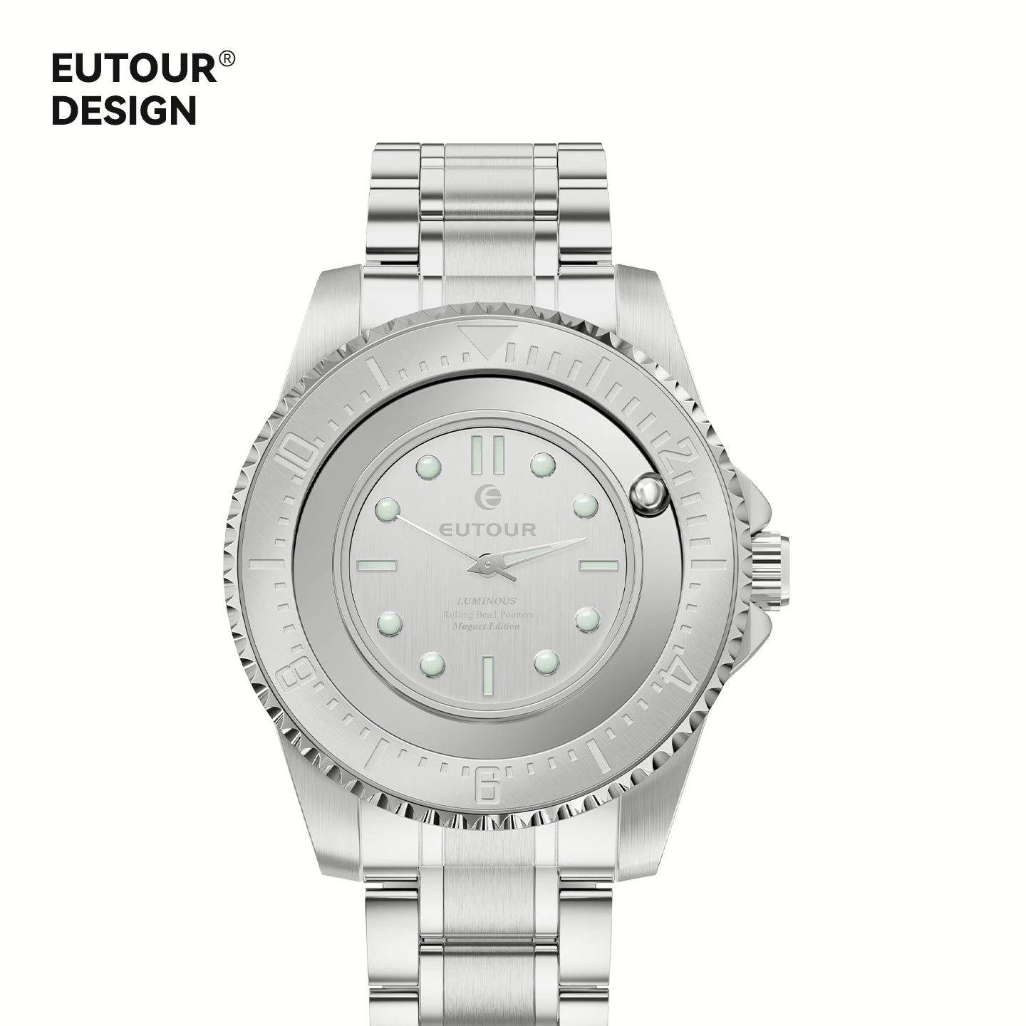 EUTOUR Unisex Magnetic Bead Analog Watch with Stainless Steel Strap And Unique Pointer Design Men's Magnetic Watch