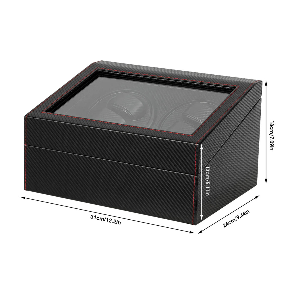4+6 Watch Watch Winder Box with Dual Electric Turntables Auto Rotation Display Case Storage Dustproof Glass Cover Storage Case